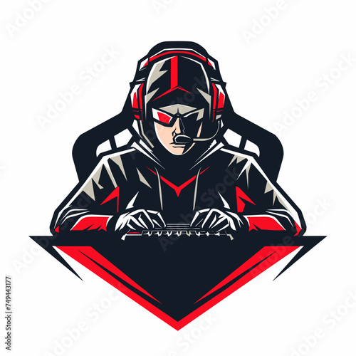 Male gamer esport vector logotype, logo gamer, icon gamer, sticker gamer, symbol gamer, emblem gamer, player