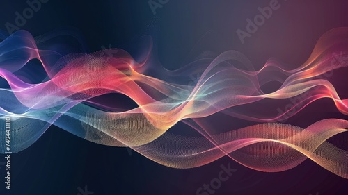 Colorful abstract wave of particles - A stunning abstract landscape of colorful wave-like particles gives the impression of flowing movement and dynamism