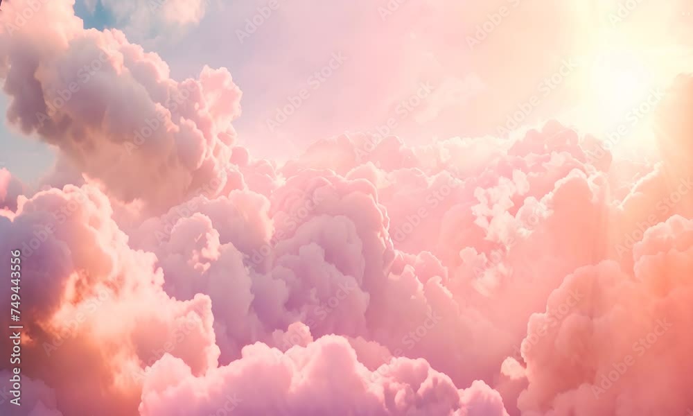 Pink clouds and sunlight. Dreamy sky concept. Pink clouds and sunlight. Dreamy sky concept.