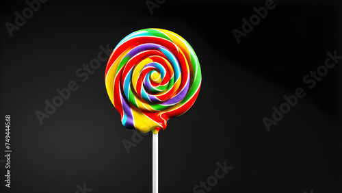 lollipop on a black background. glassy lollipop on black background photo