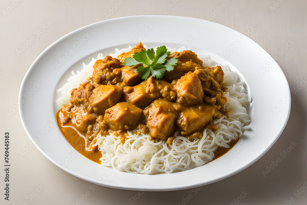 Chicken curry on a plate with rice
Chicken curry on a plate with rice
