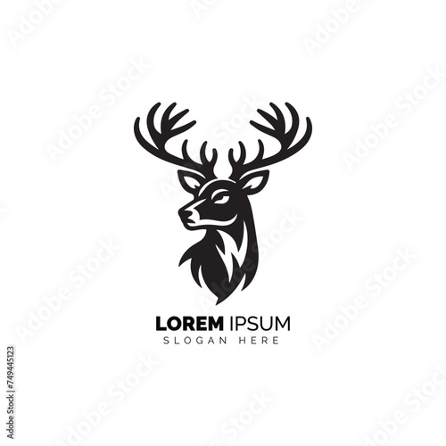 Minimalist Black and White Deer Logo With Placeholder Text