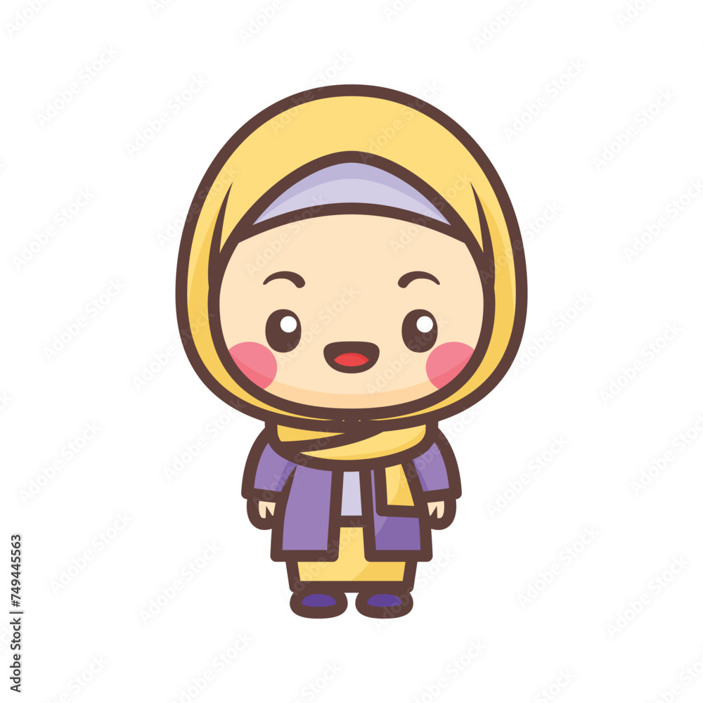 Kawaii muslim girl cute design standing pose Kawaii muslim girl cute design standing pose