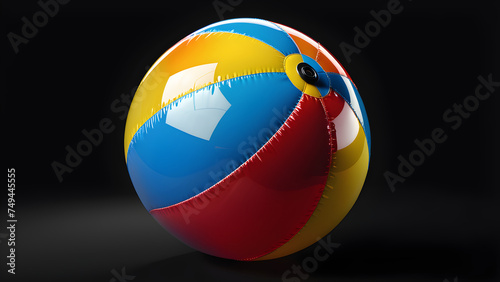 glassy beach ball isolated on a black background.  color balls on a black background