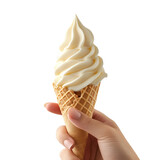 Apricot ice cream isolated on a clean background - ice cream, cone, waffle cone 