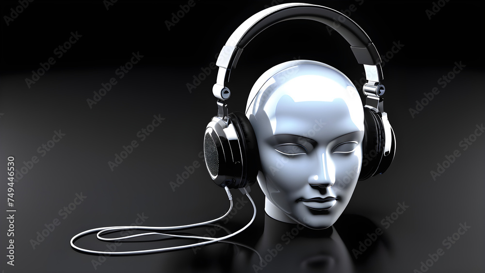 head phone on a black background. person with headphones head phone on a black background. person with headphones