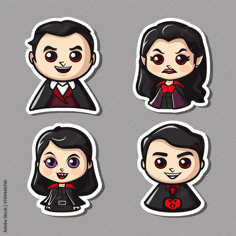 Vampire Man and Women. Sticker Collection. Multiple. Vector Icon Illustration. Icon Concept Isolated Premium Vector. Vampire Man and Women. Sticker Collection. Multiple. Vector Icon Illustration. Icon Concept Isolated Premium Vector.