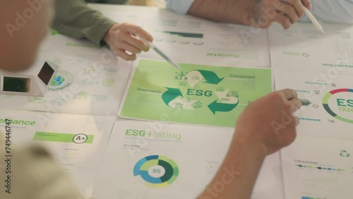 Close-Up of Team Analyzing ESG Sustainability Metrics.