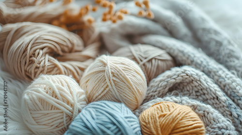 A pile of variously colored yarns on a clean blackground.