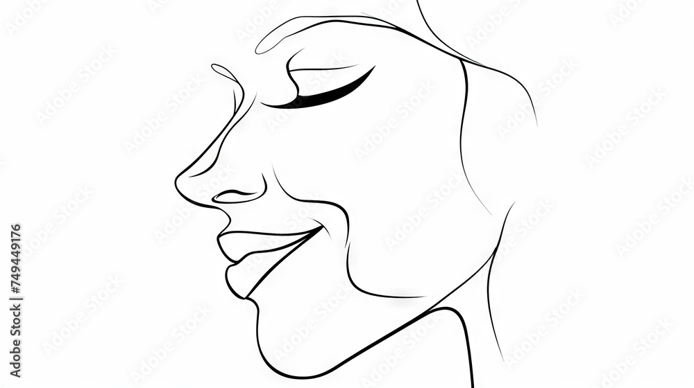 One line drawing of a beautiful woman's face