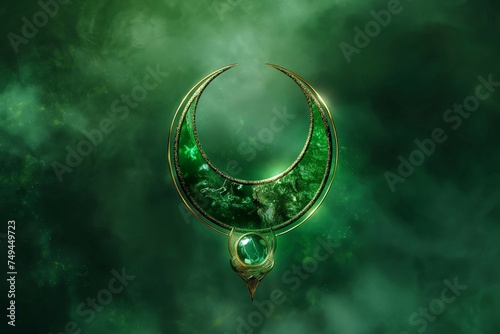 Elegant green gem emerald symbolizing goddess Venus  various works.  generative ai