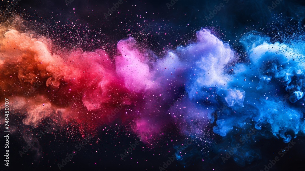 Abstract art colored powder on black background. Holy Abstract art colored powder on black background. Holy