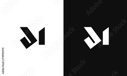 Letter JM, MJ minimal flat Logo design, fully Editable as Vector Format in Black and White Color palette.