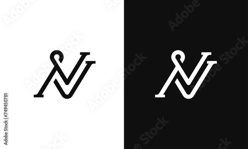 NV, VN letters creative, minimal monogram logo vector template. NV, VN Letters Logo Design Creative Modern Vector in black and white color. photo