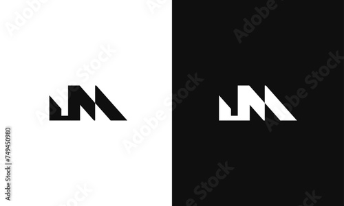 Letter JM, MJ minimal flat Logo design, fully Editable as Vector Format in Black and White Color palette. photo