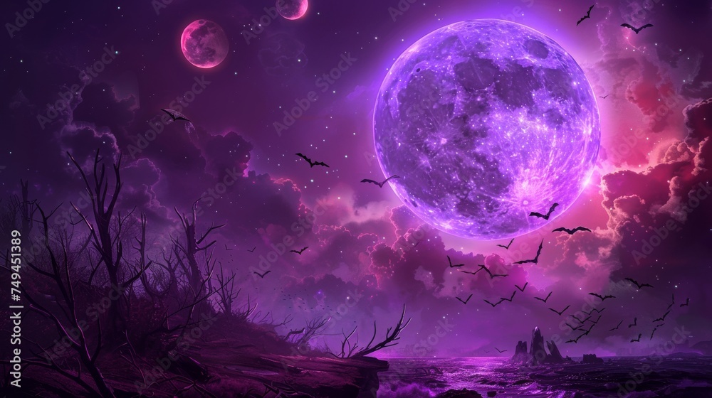 Sale background halloween big moon violet Sale background halloween big moon violet