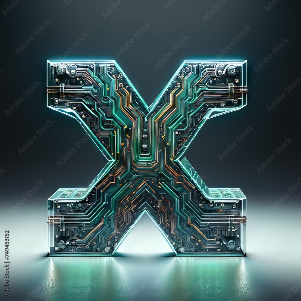 Obraz premium X Symbol | Digital, Metaverse, Crypto | Mystic, Secret, Obscure, Experimental