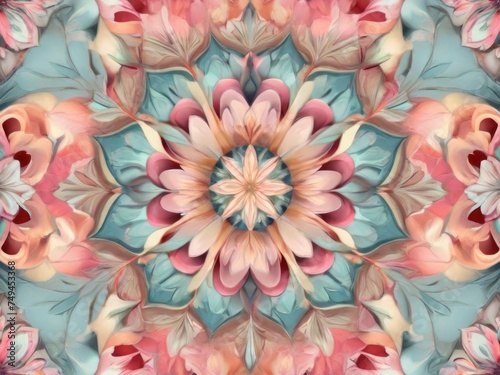 A beautiful kaleidoscope in pastel colors. Abstract background.