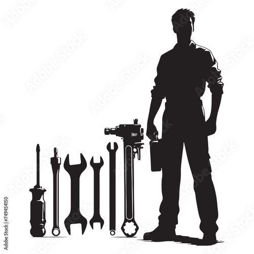 Precise Mechanic Silhouette Delivering Flawless Results - Mechanic Illustration - Mechanic Vector
