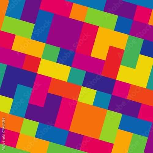 Bright abstract pixel pattern. Multicolored geometric print. Summer design illustration. Childish design