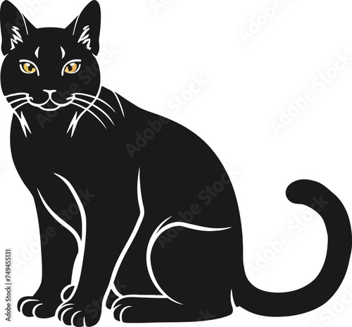 black Cat illustration silhouette  vector in white background.