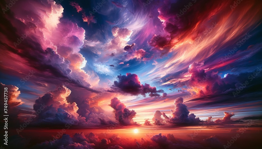 Illustration of the sky at twilight with a heightened sense of realism wallpaper background landscape