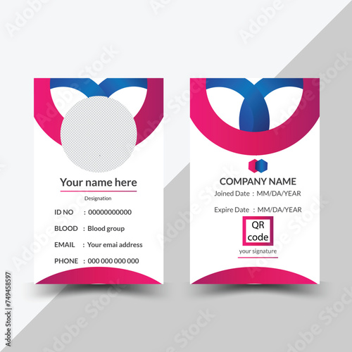 Modern Identity Card  abstract background template with gradient blue purple Professional Identity Card Template Vector for Employee and Others.
