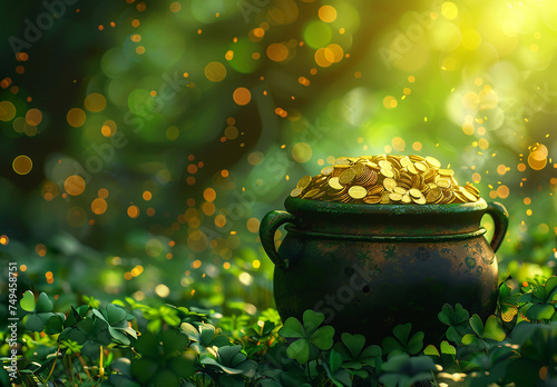 Gold Pot On A Pile Of Coins
