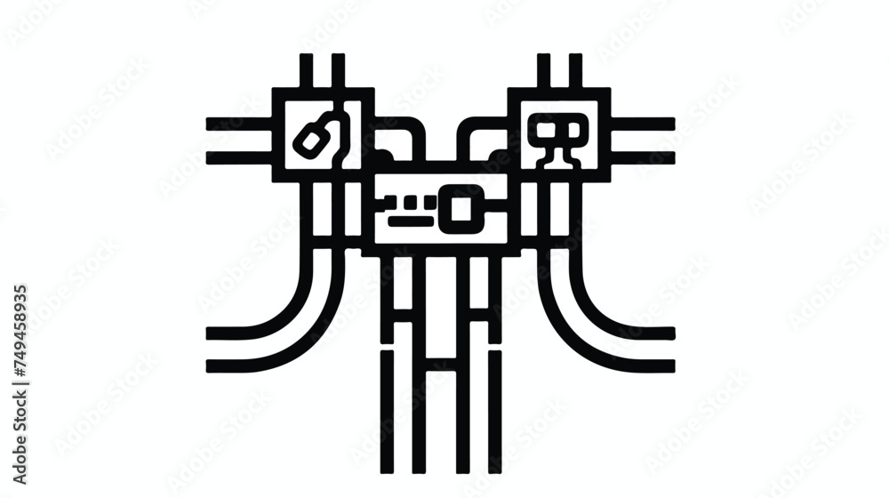 Panel feed wire cable line icon vector. panel feed