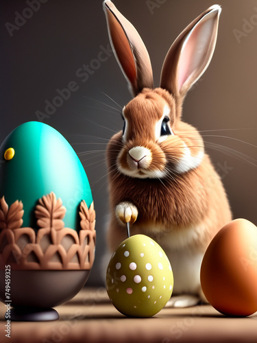 Easter bunnies with chocolate eggs