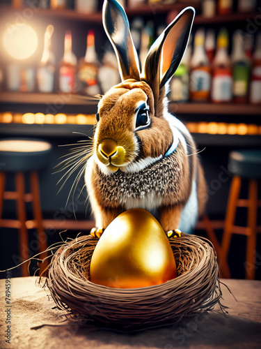 Easter bunnies with chocolate eggs