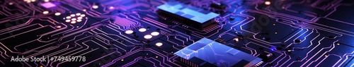 Glowing Electronic Circuit Board Close-up