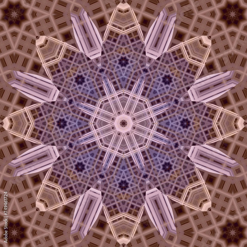 Seamless abstract square pattern. Symmetrical round pattern. Author's patterns. photo