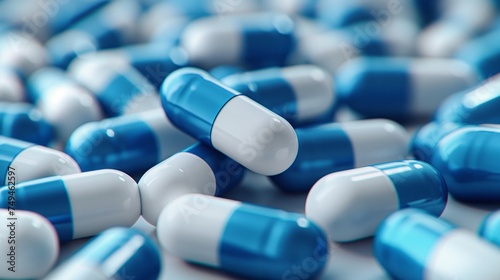 white and blue capsule pills