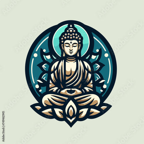 Buddha vector illustration culture background. Indian, Buddhism