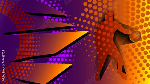 Abstract wallpaper of basketball player with halftone effect on the background