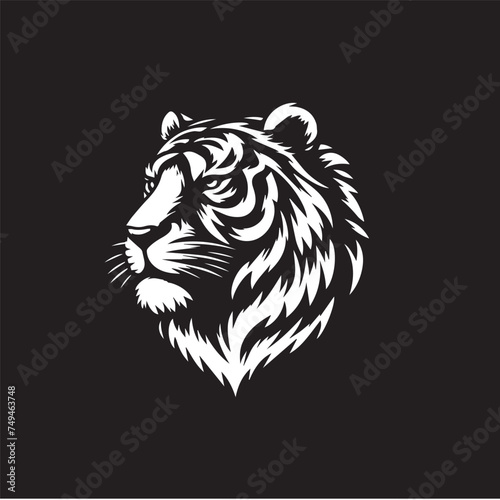 Tiger head black and white vector logo   Tiger head logo design