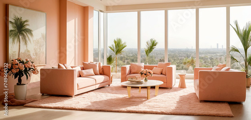 peach color living room 