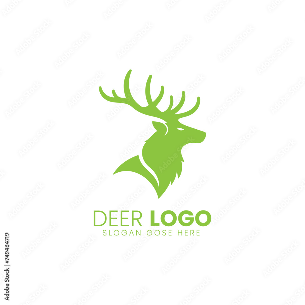 Green Stylized Deer Head Logo Design for Branding and Corporate Identity Green Stylized Deer Head Logo Design for Branding and Corporate Identity