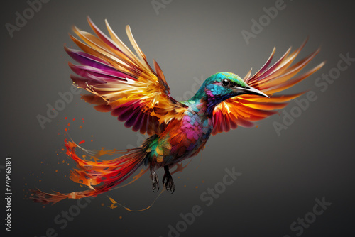 a bird splashed with paint, a cute bird