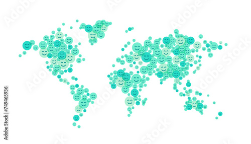 World Mental Health Day background design with smile face on world map.
