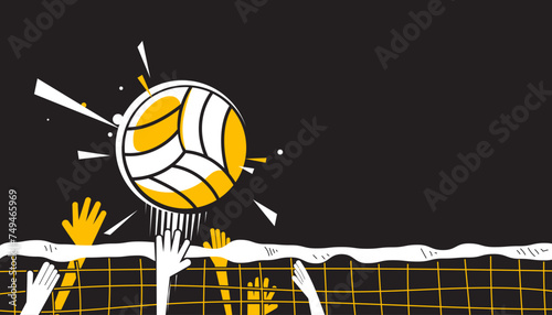 Volleyball player hands setting ball on abstract background. The sport concept.