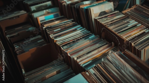 pov looking down on a record collection photo