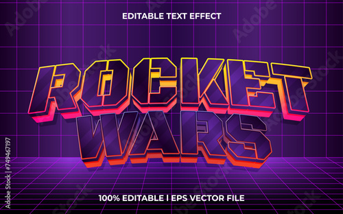 rocket wars logo style editable vector text effect photo