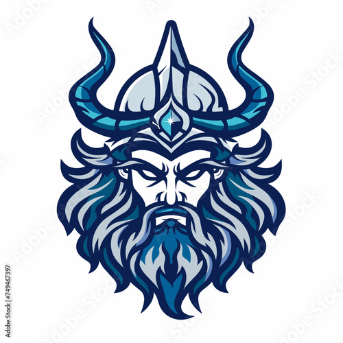 Bearded man god Poseidon esport vector logotype, logo Poseidon, icon Poseidon, sticker Poseidon, symbol Poseidon, emblem Poseidon