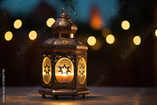 illustration of Ramadan Kareem background with golden lanterns