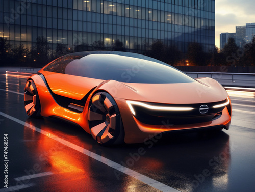 Efficiency Meets Elegance, 3D Render of a Futuristic Electric Car, A Vision of Tomorrow's Roads 