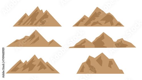 Mountain vector icons set. Set of mountain silhouette elements. Outdoor icon snow ice mountain tops  decorative symbols isolated. Camping mountain logo  travel labels  climbing or hiking badges