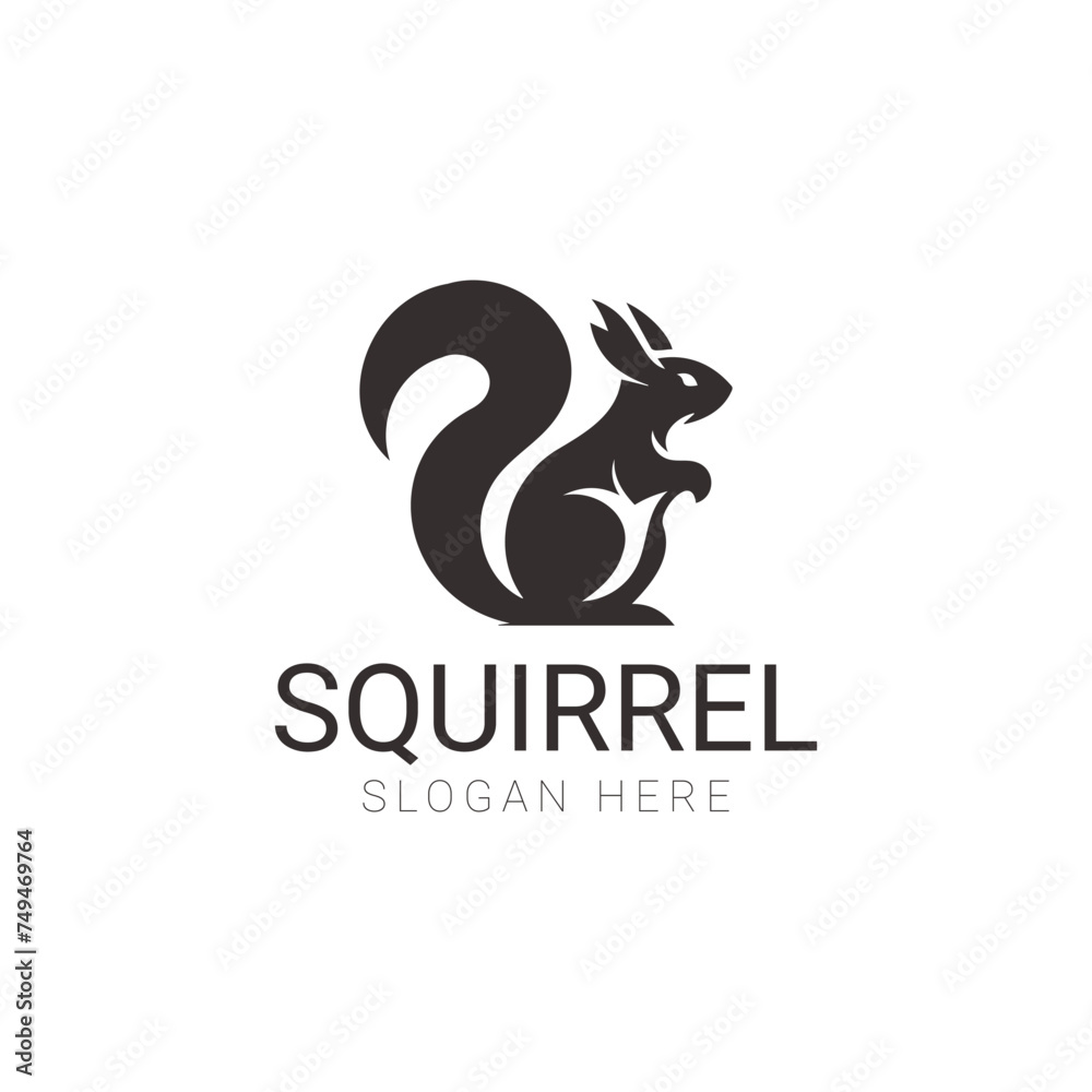 Elegant Squirrel Logo Design in Black and White for Brand Identity