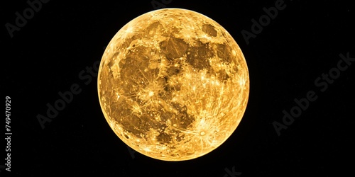 Yellow moon in the night sky with a natural evening landscape photo